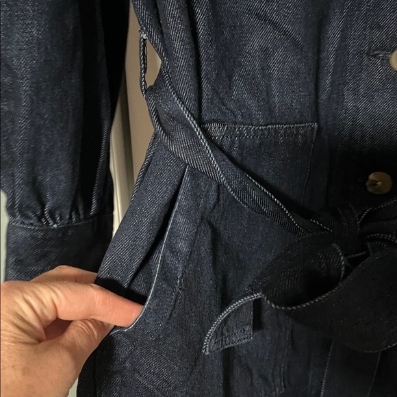 Free Assembly Women's Belted Denim Utility Mini Dress with Long Sleeves - Picture 7 of 8